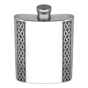 6oz Pewter Hip Flask With Embossed Celtic Design