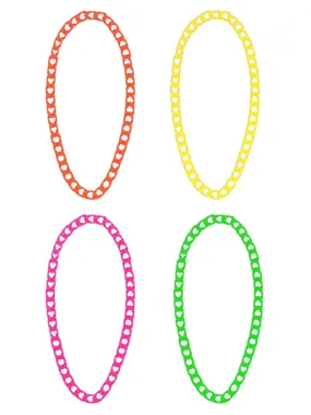 80s Neon Chain Necklaces, 4Pk