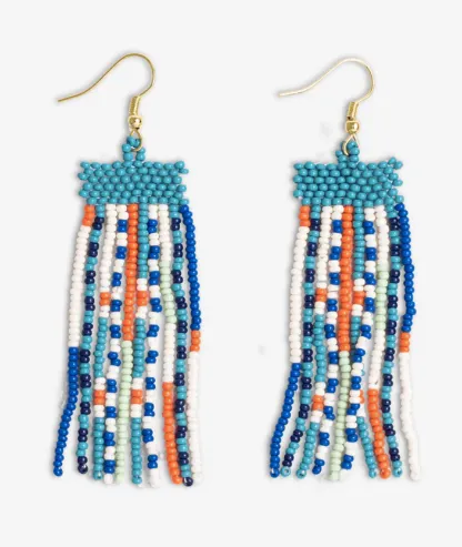 Adaline Mixed Patterns Beaded Fringe Earrings