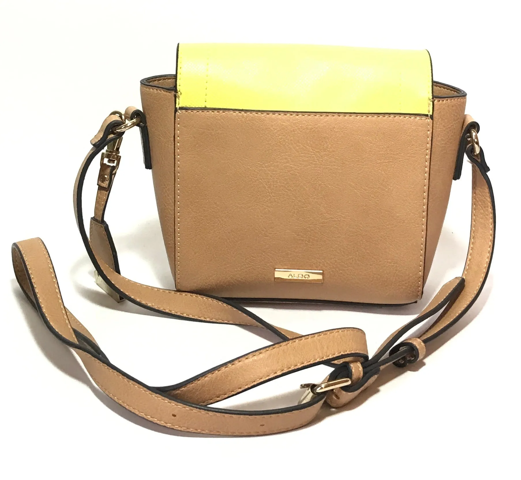 ALDO Brown & Neon Yellow Cross Body Bag | Pre Loved |