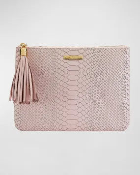 All In One Python-Embossed Clutch Bag