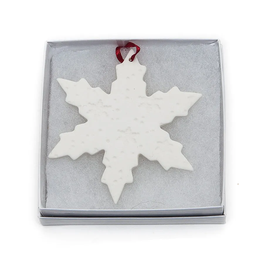 Angel Ceramics Large Embossed Snowflake Hanging Decoration