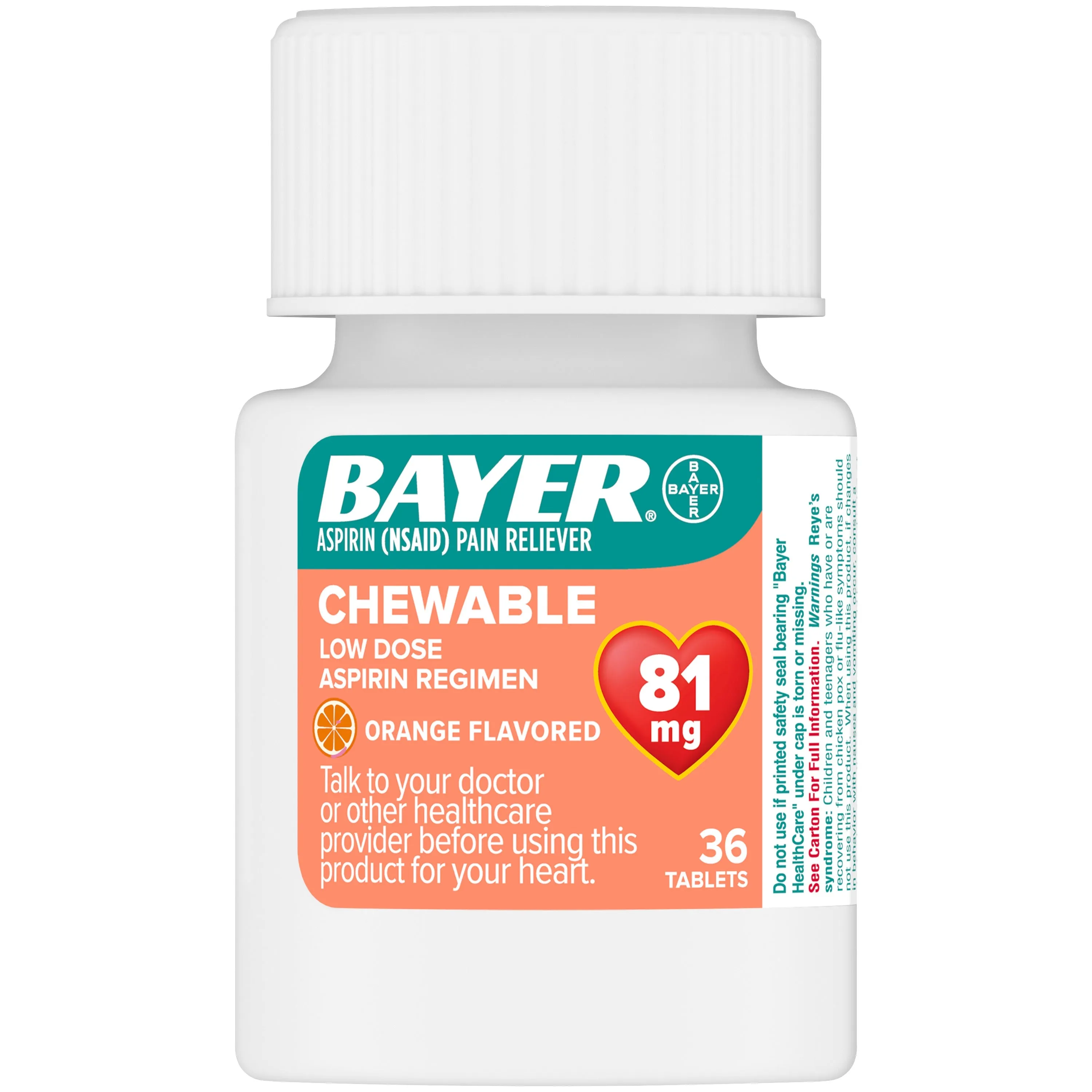 Bayer Aspirin Pain Reliever Low Dose 81mg Chewable Tablets