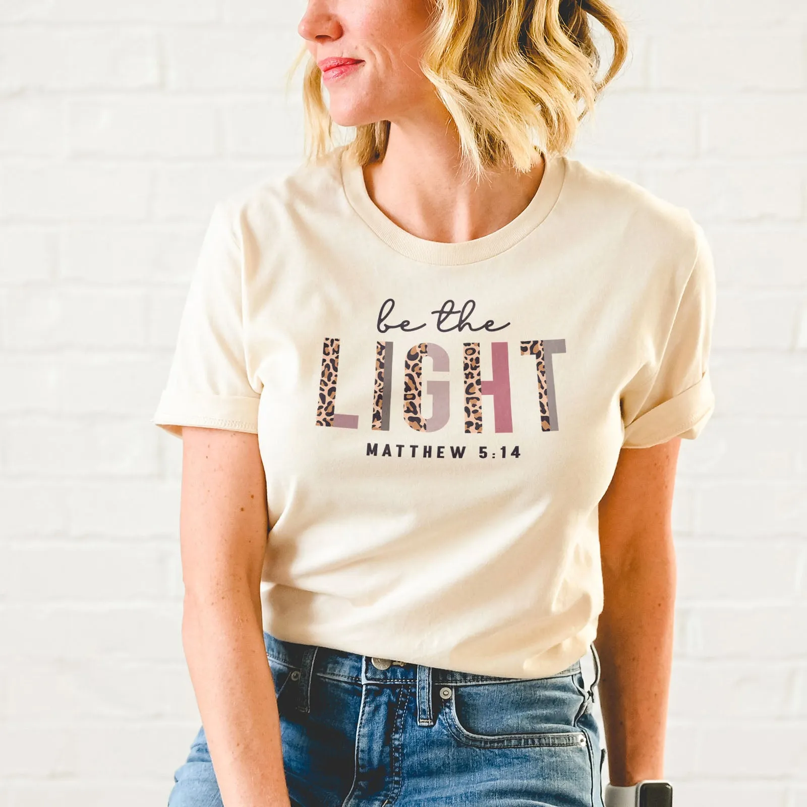 Be The Light Half Leopard Tee