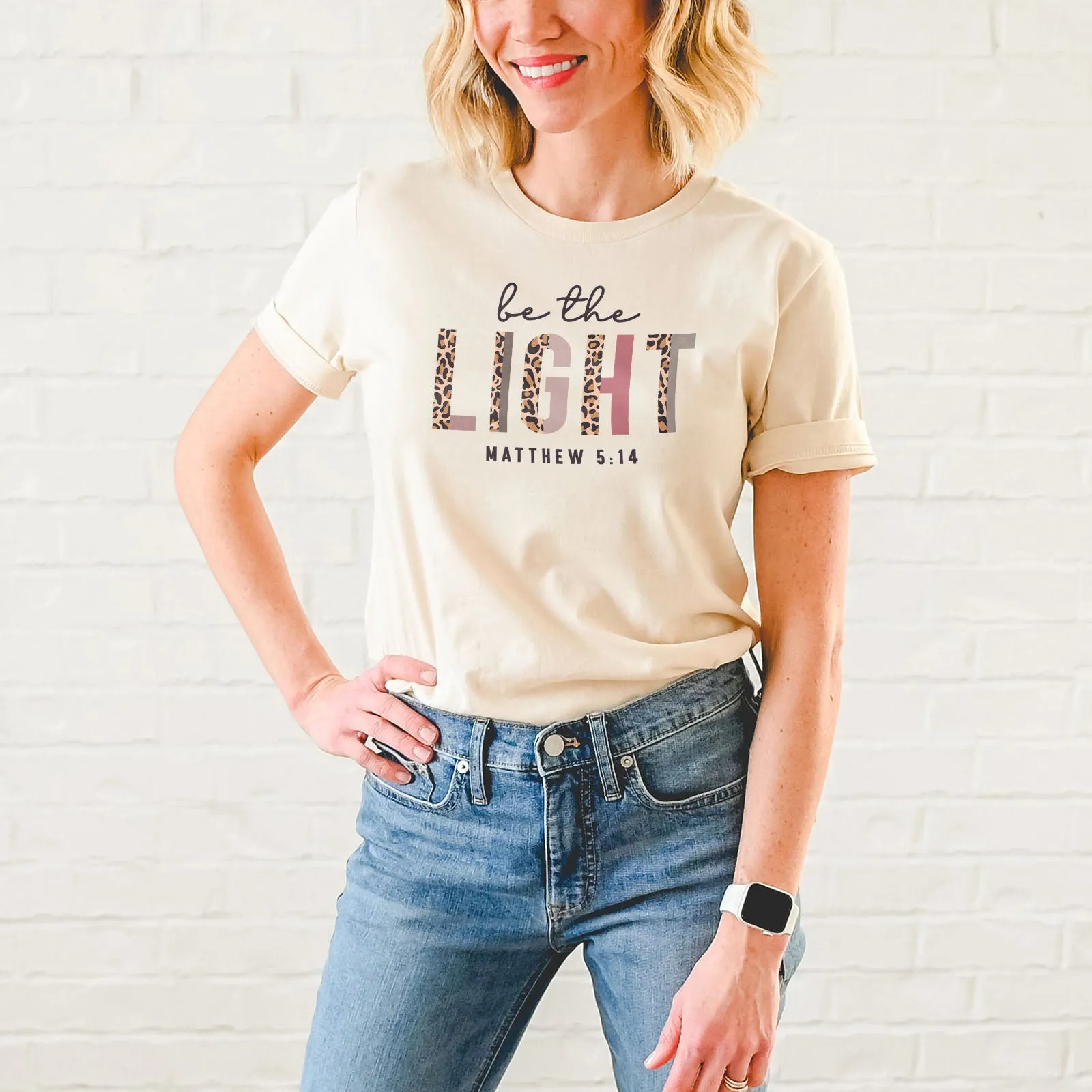 Be The Light Half Leopard Tee