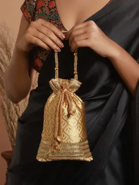 Bridal Gold Embroidered Potli Clutch