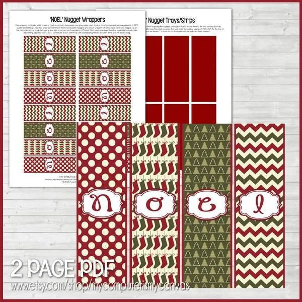 Christmas Nugget Wrappers {NOEL} PRINTABLE