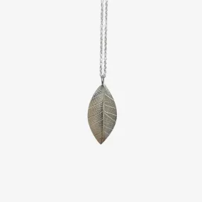 Embossed Leaf Necklace, Silver