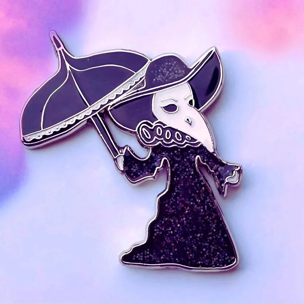 Glitter Elegant Female Plague Doctor - enamel pin - Set of 4