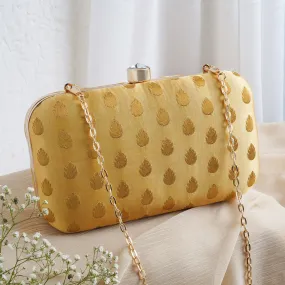 Heritage Hue Cream Brocade Fabric Clutch