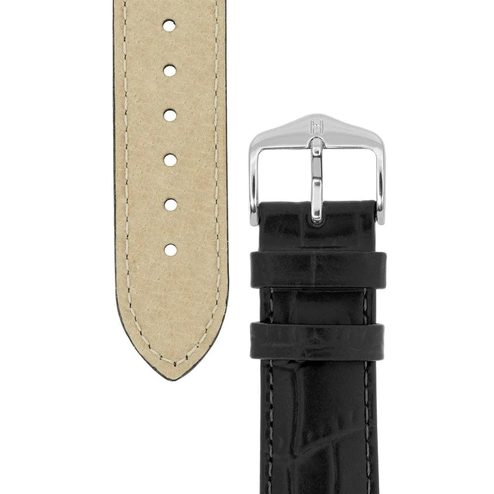 Hirsch LOUISIANALOOK Alligator Embossed Leather Watch Strap