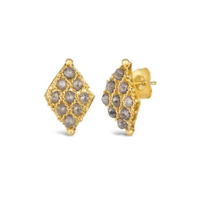 Petite Woven Lattice Earrings in Grey Diamond