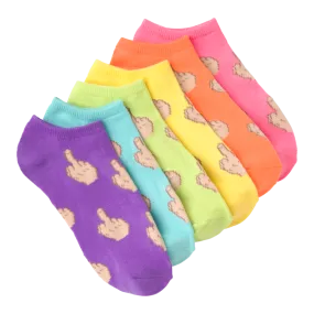 "Middle Finger" Ankle Socks 6PK by K Bell-Medium