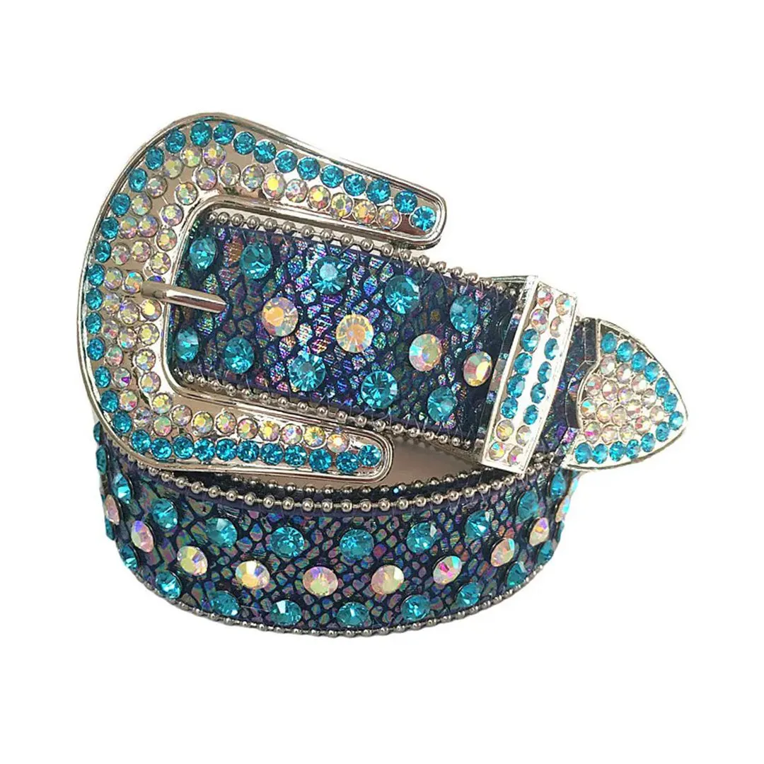 Rhinestone Sky And Chromatic Belt With Chromatic Textured strap