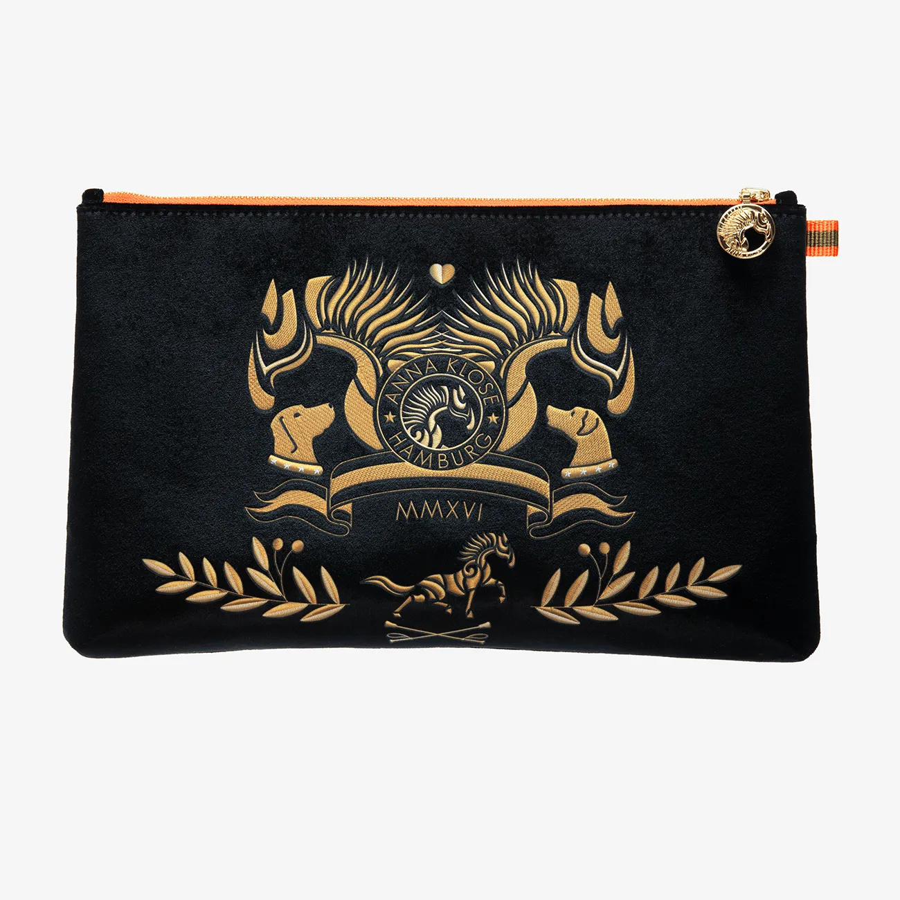 Velvet Clutch "Starlight Black" with golden print