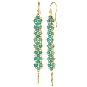 Woven Textile Earrings in Turquoise